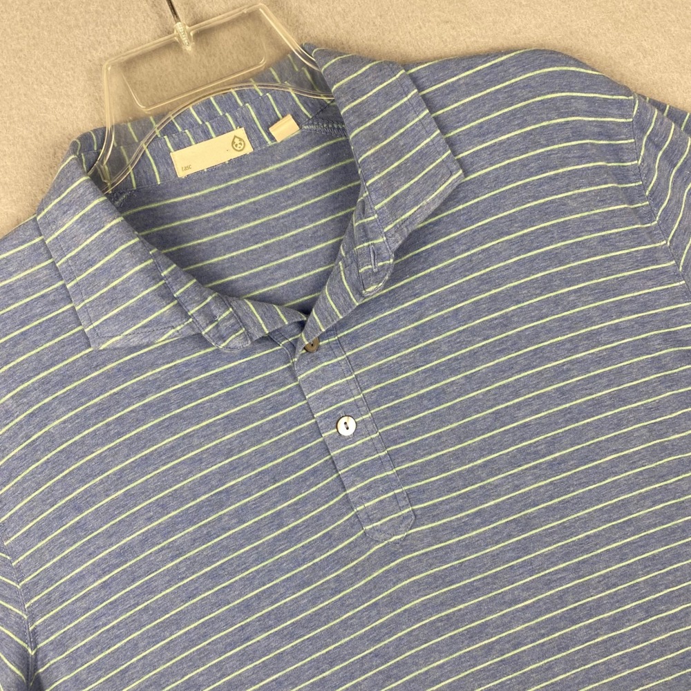 tasc Performance Mens Blue Striped Bamboo Cotton Polo Shirt TM723 Large